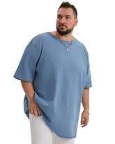 Plus Size Men's Daily Leisure Washing Water Solid Color Denim T-shirt